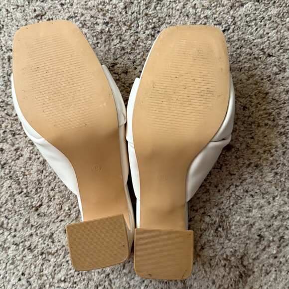 Coutgo Womens Chunky Heeled Mules Puffy Knot Square Open Toe Slip On - Picture 4 of 4